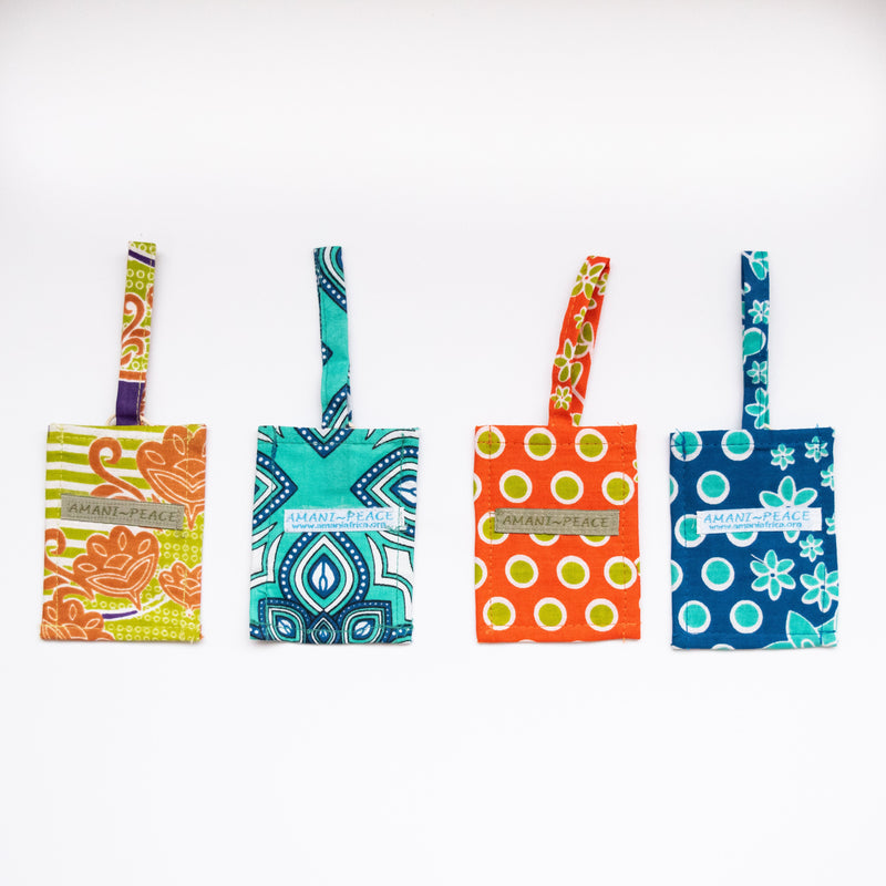 Kanga Luggage Tag - Kenyan materials and design for a fair trade boutique