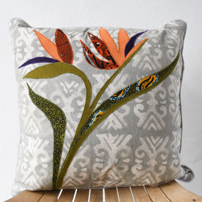 Bird of Paradise Pillow - Kenyan materials and design for a fair trade boutique