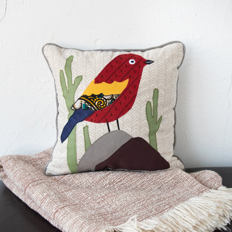 Bird Pillow - Kenyan materials and design for a fair trade boutique