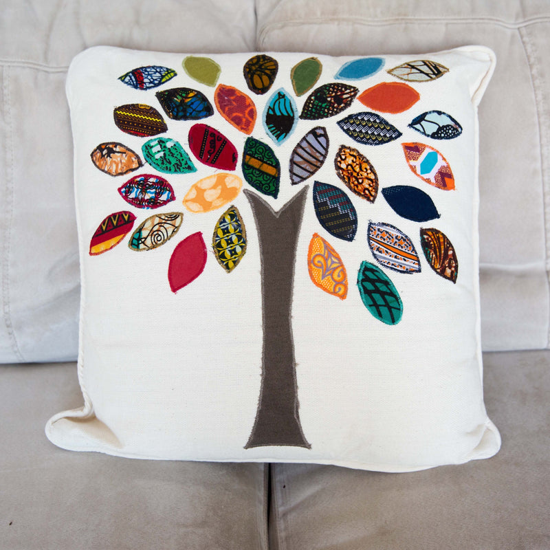 Family Tree Pillow - Kenyan materials and design for a fair trade boutique